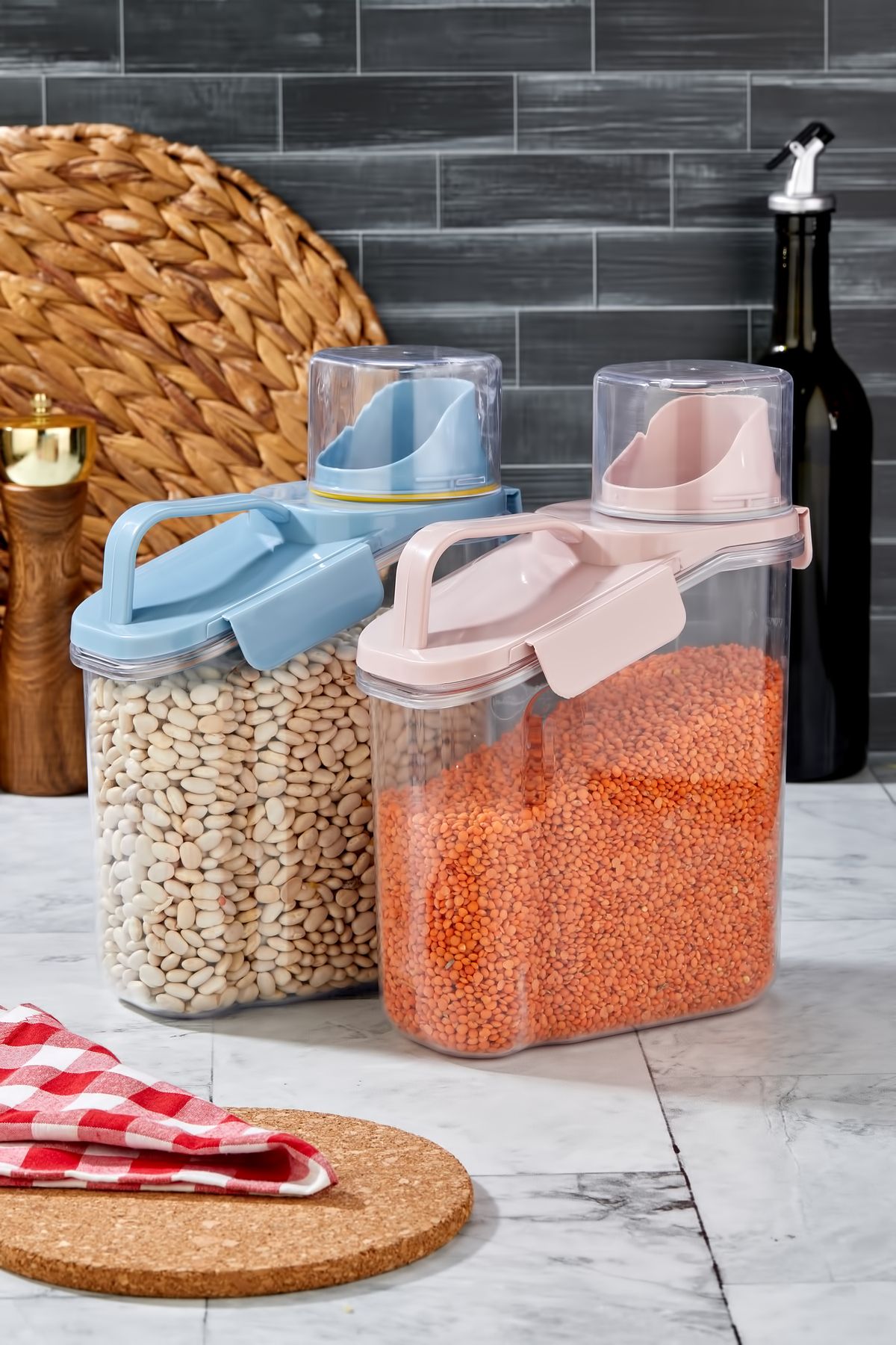 Tugomer-2-Piece Unique 2 Lt Food Storage Container with Gasket - Scale Pulses Container Organizer Jar 5