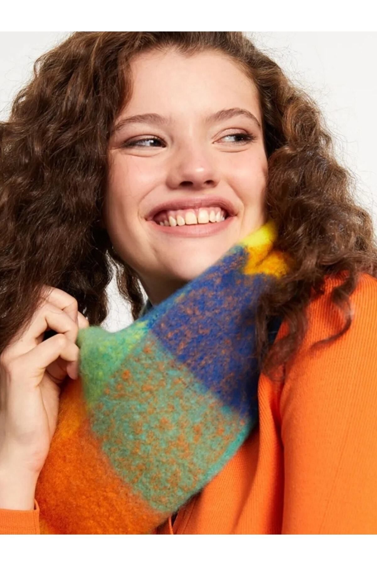 FRESCO SCARFS-Soft Textured Colorful Square Patterned Scarf Shawl Shoulder Shawl 6