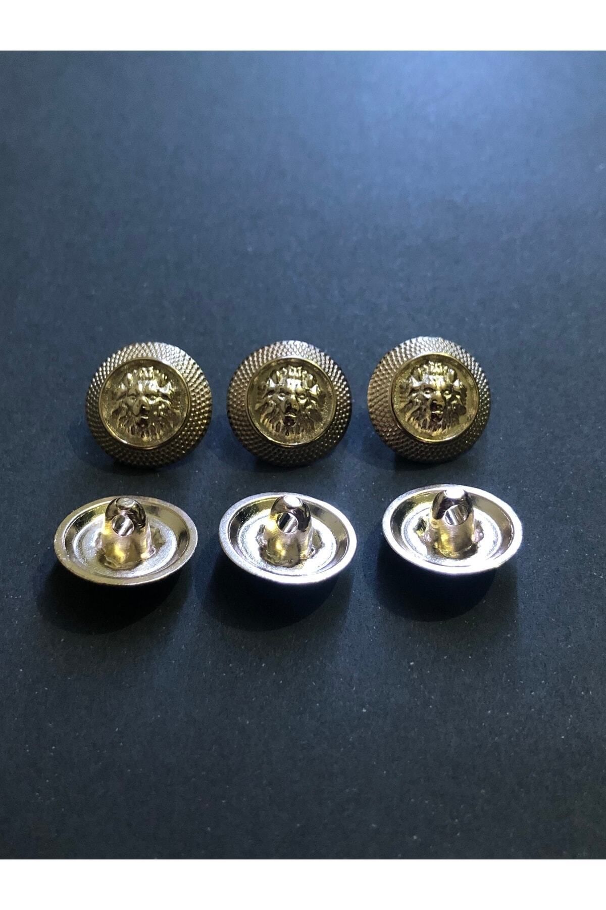 aensia-Gold Gold Little Lion Model Button 24 Size Metal Button Trench Coat and Jacket Button - Pack of 6 Buttons 2