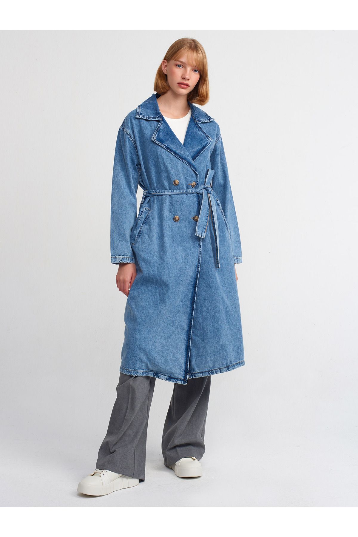 Denim cheap duster coat