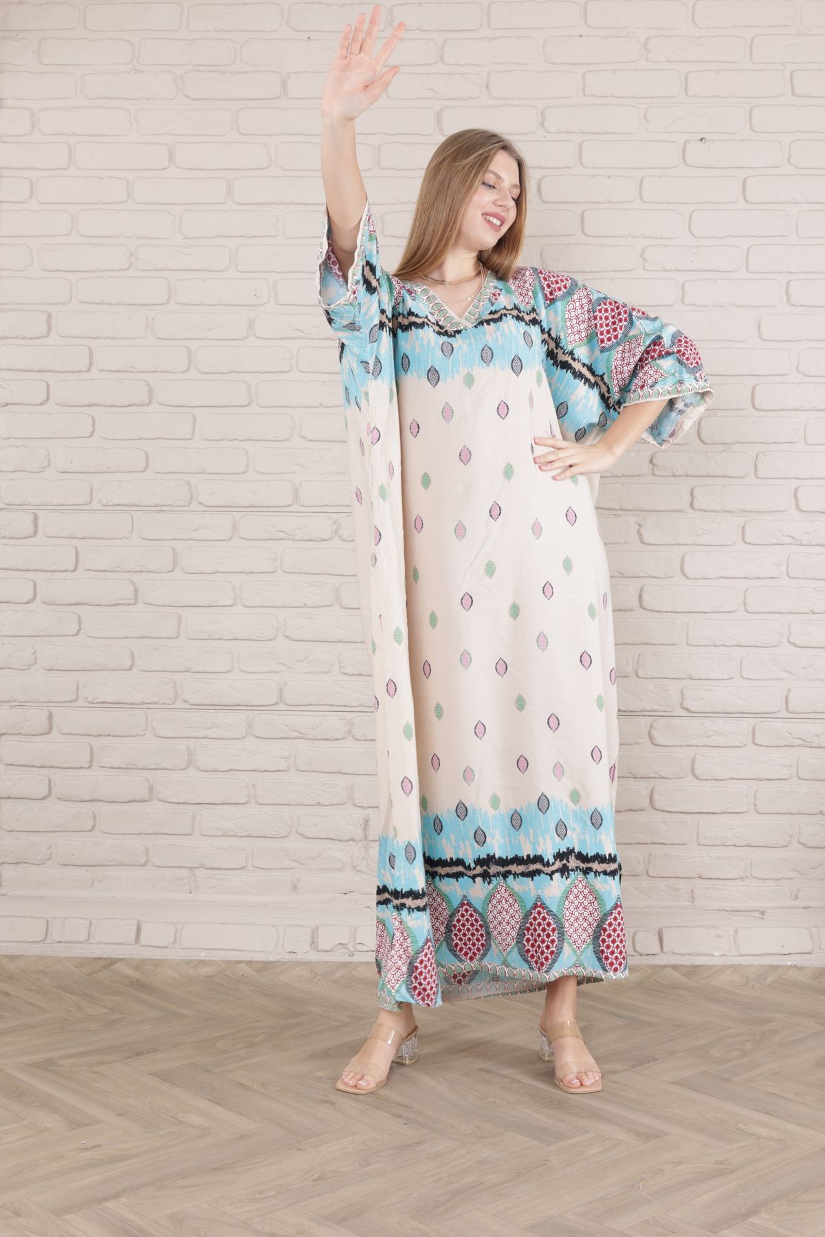 mervemoda-Rochie țesută cu tăietură Battal pentru damă 4