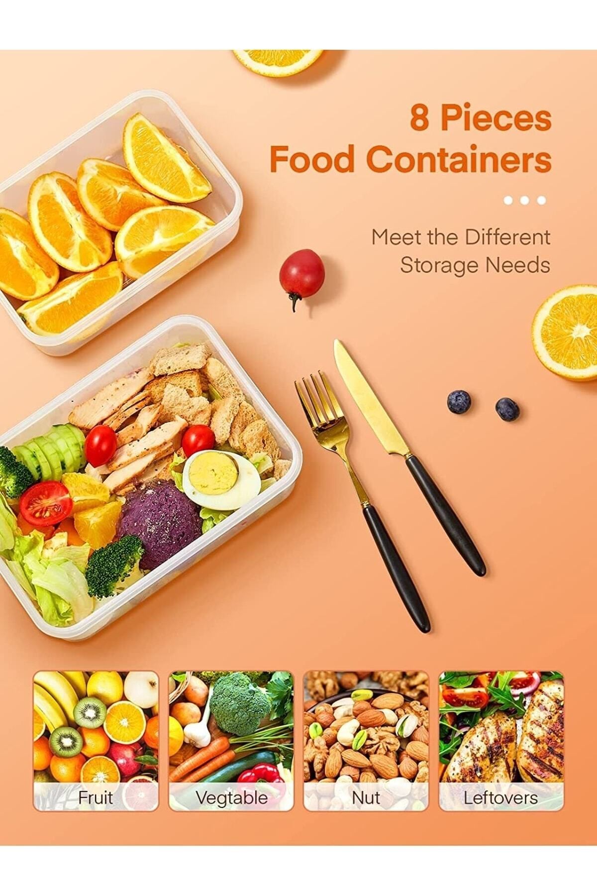 Melkan Home-8 Pieces Storage Container Set with Lids & Leak-Proof Storage Container & Airtight Containers & Supply Containers 8