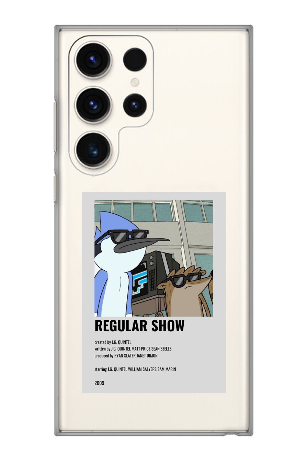 Samsung Galaxy S23 ULTRA Compatible Regular Show Transparent Phone Case with Mordecai and Rigby Pattern