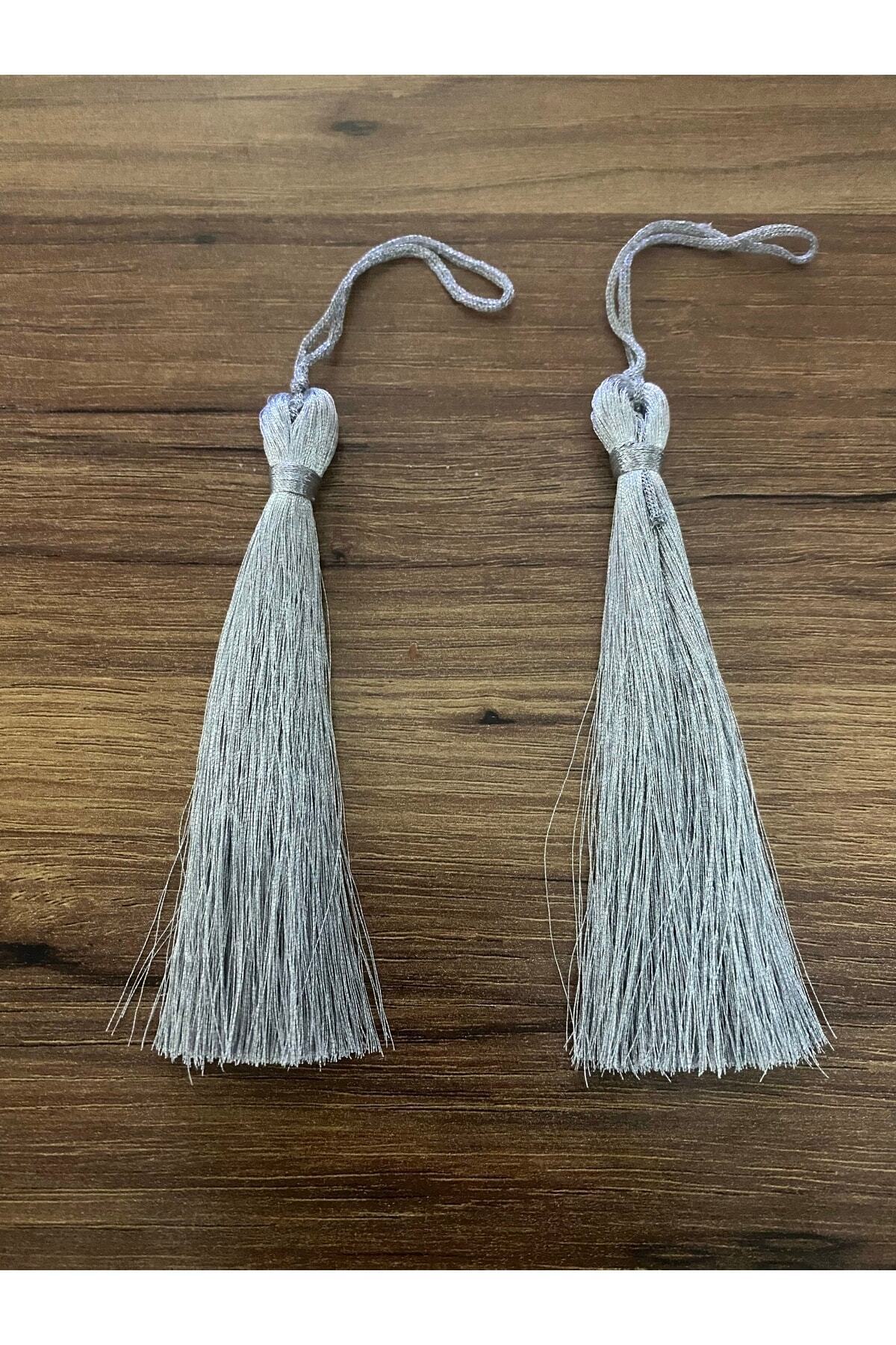 NURHAN HOME COLLECTION 2 Adet 11 Cm Gümüş Renk Büyük Püskül