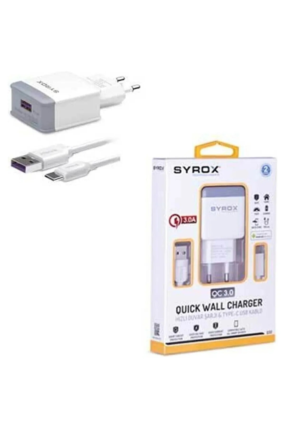 Q32_ Xiaomi Redmi Note 9 Pro Uyumlu Type-C Girişli Hızlı Şarj Aleti Cihazı Adaptör+Kablo 3.0AmP. 2