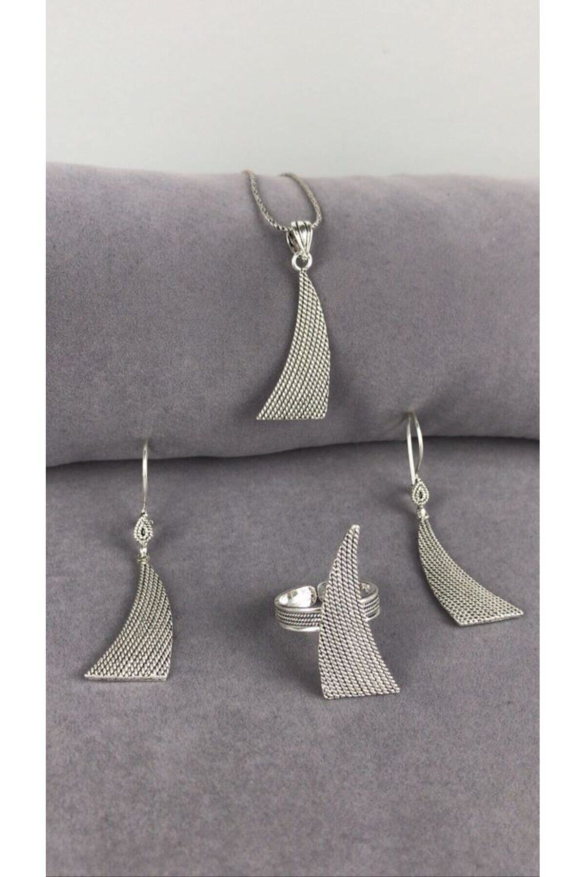 BEY SİLVER Telkari Parmak Izi Gümüş Kadın Set