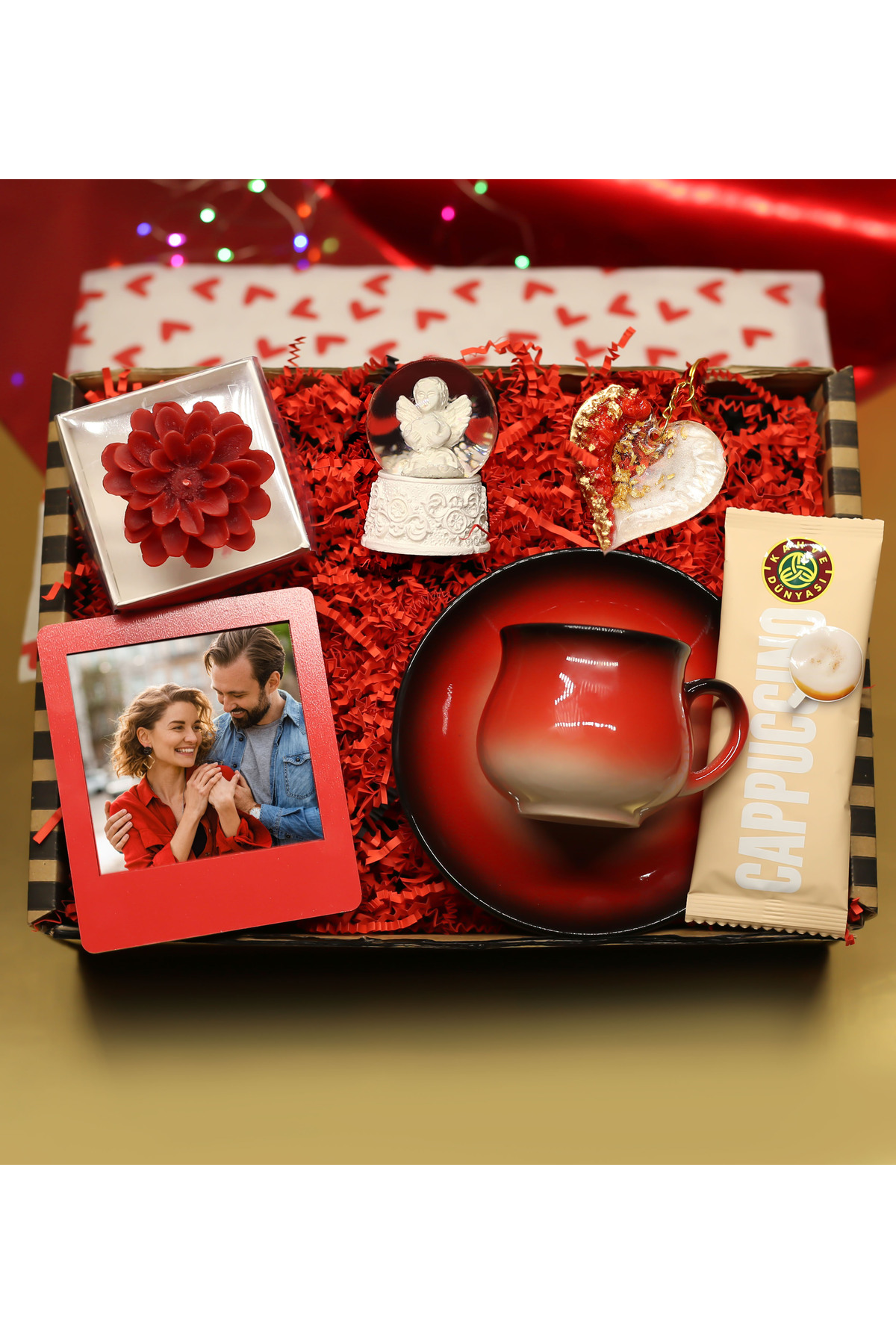 VALENTINE'S DAY Personalized Frame & Cup & Cappuccino & Candle & Globe & Keychain Gift Set