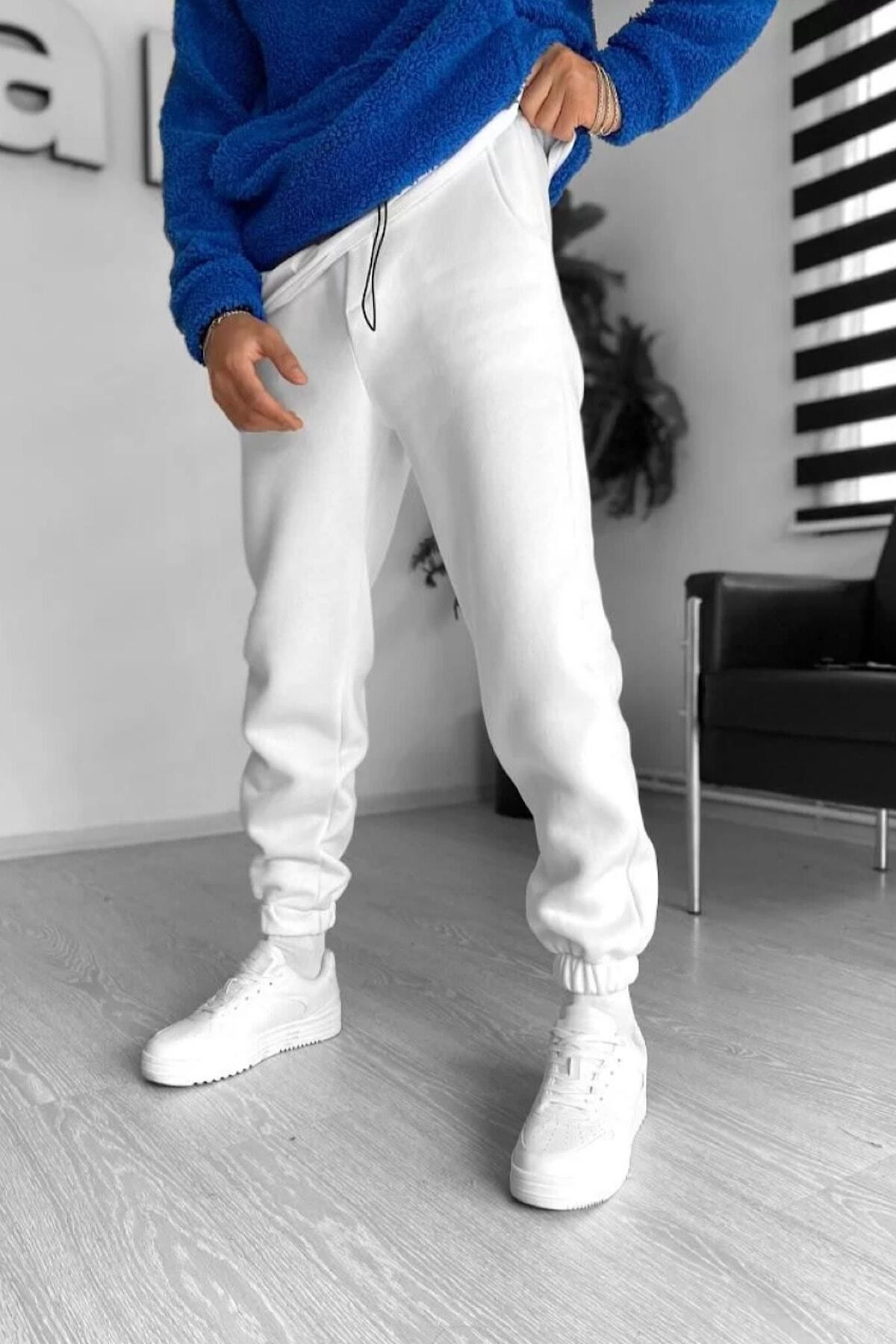 NO61 MAN Thick Sweatpants with Jogger Elastic Cuffs and 3i Pleated