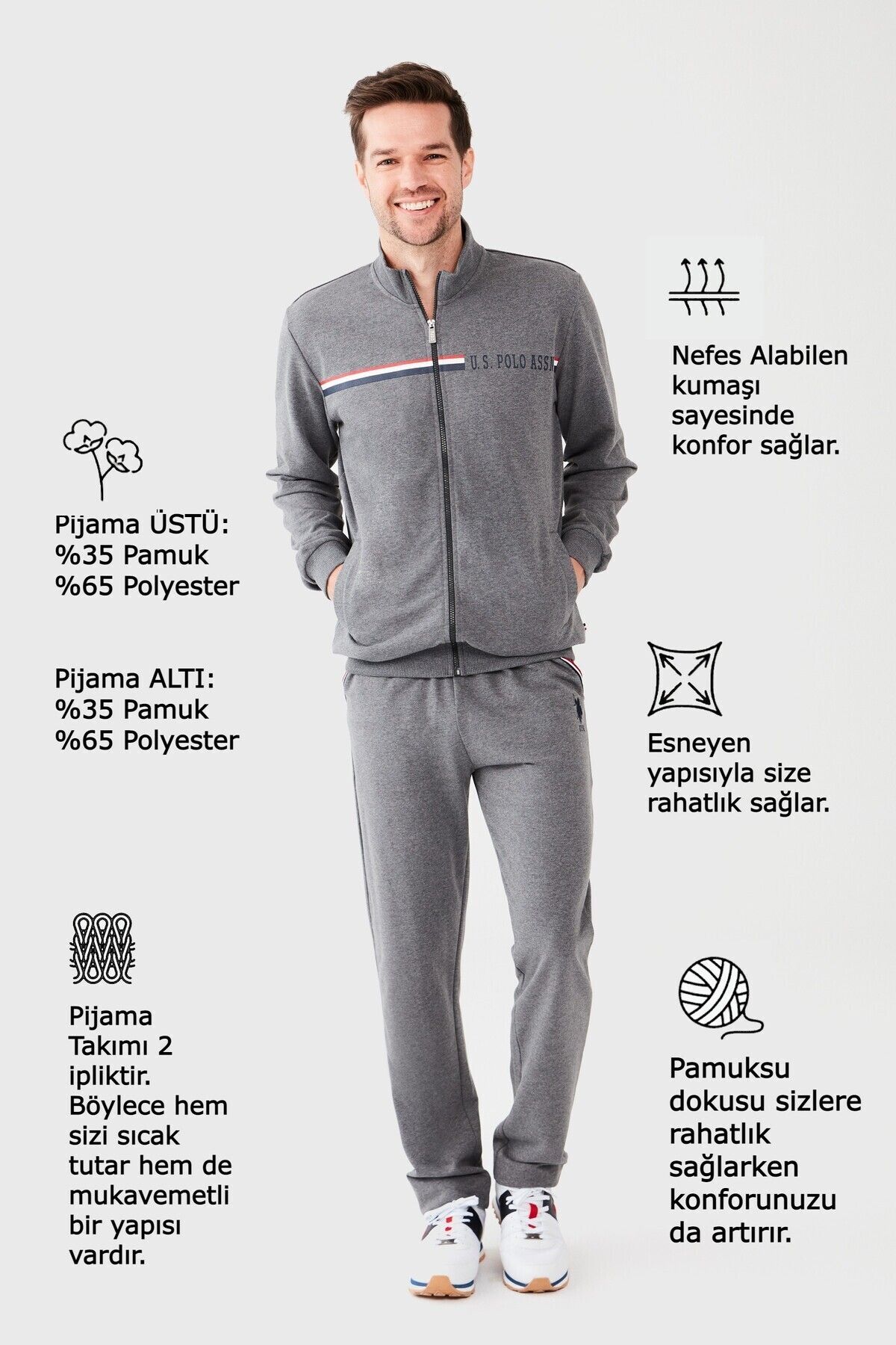 Mens grey clearance polo sweat suit
