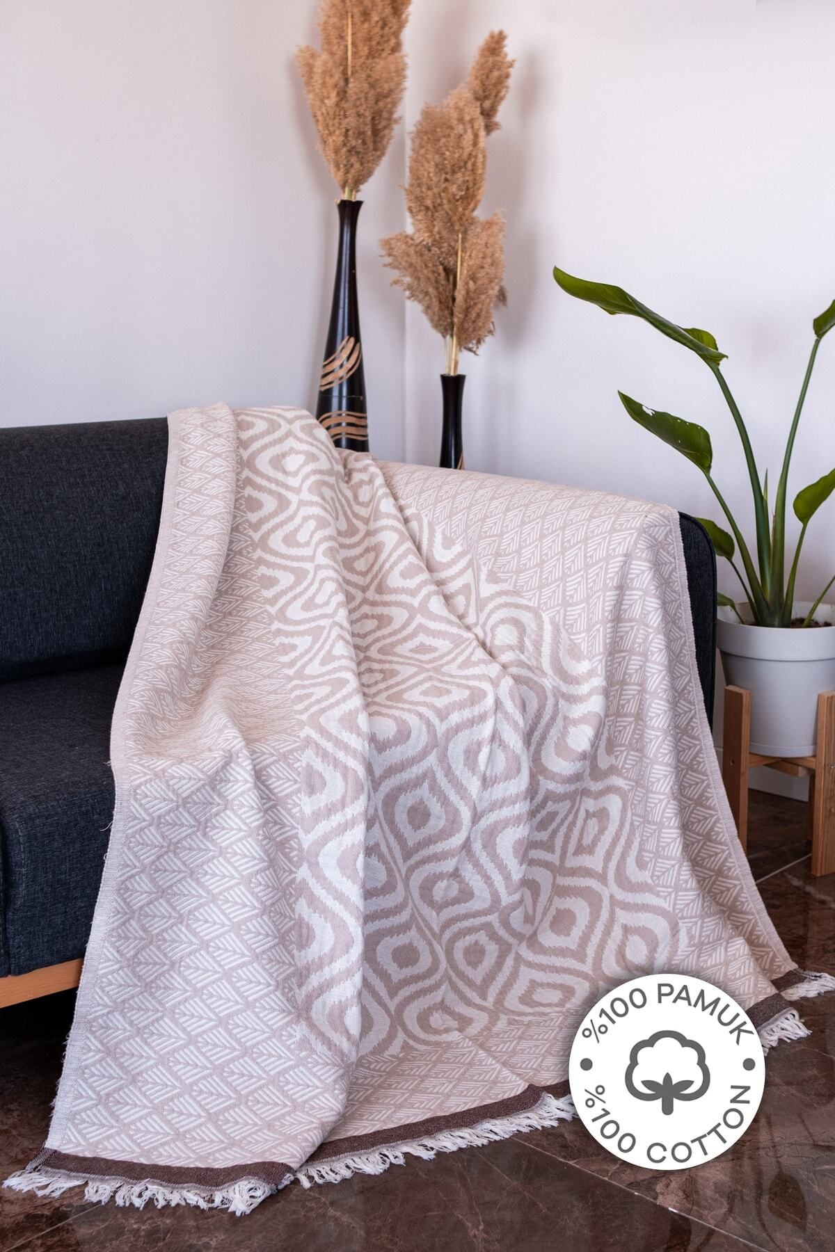 Mahi Store Single Blanket Beige Cotton Trendyol