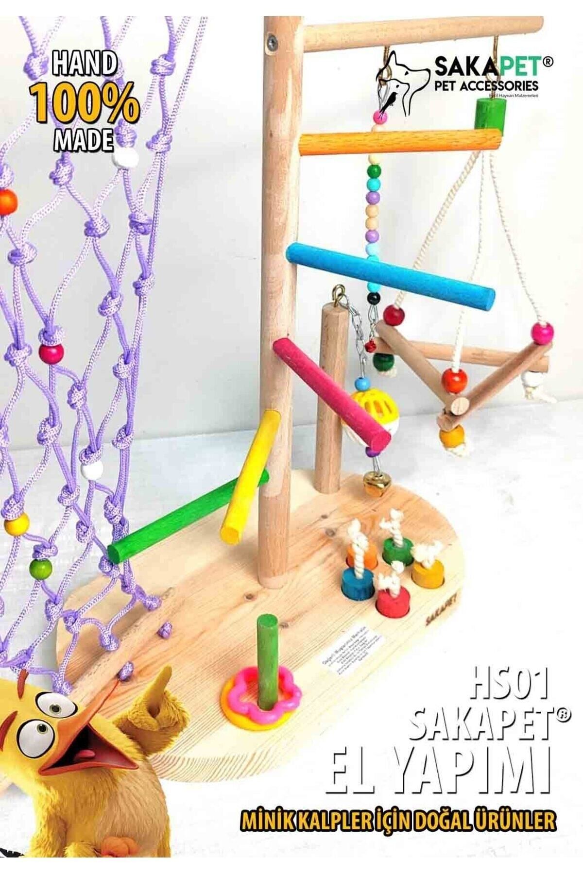 SAKAPET-Hs01 Model Bird Play Platform - with Climbing Rope and Brain Game 3