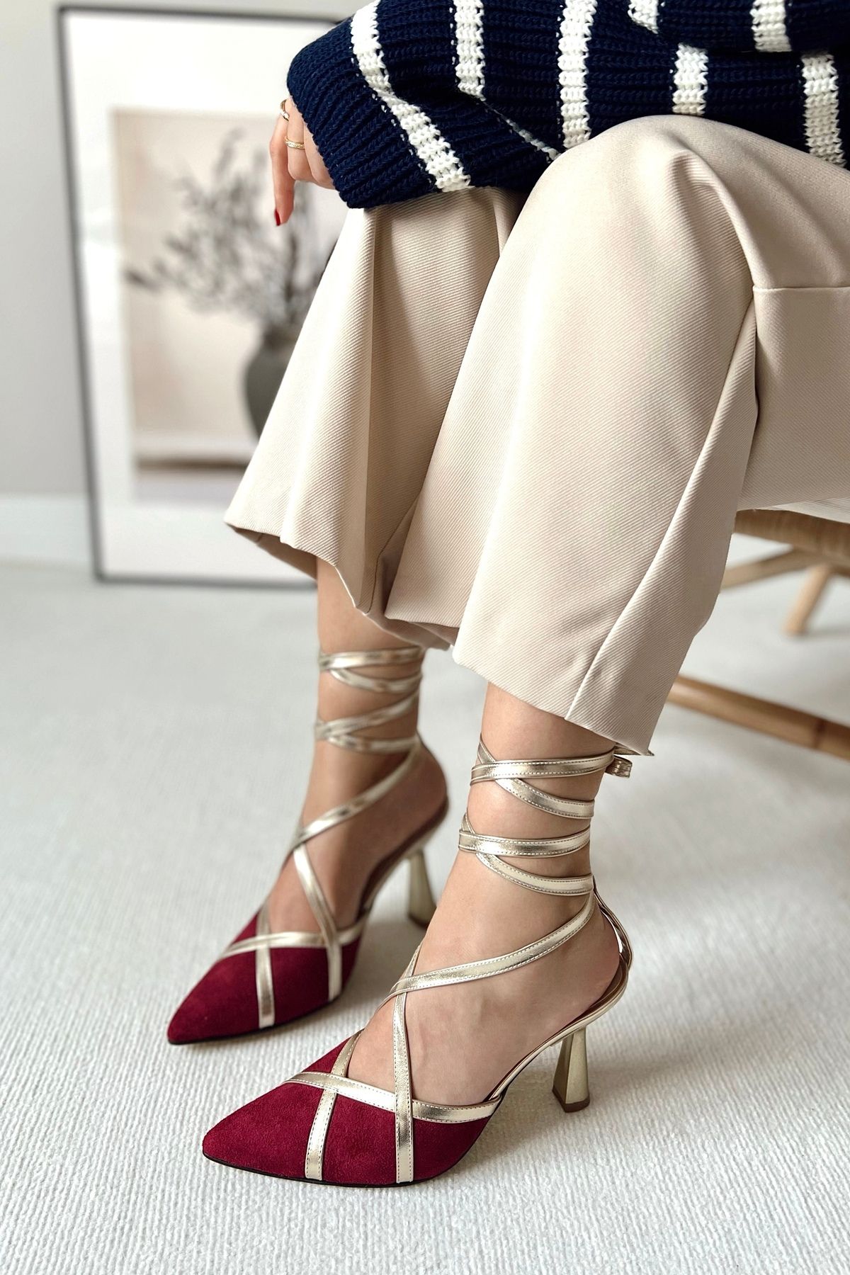 POLKA STORE Evening Shoes Burgundy Stiletto Heels Trendyol