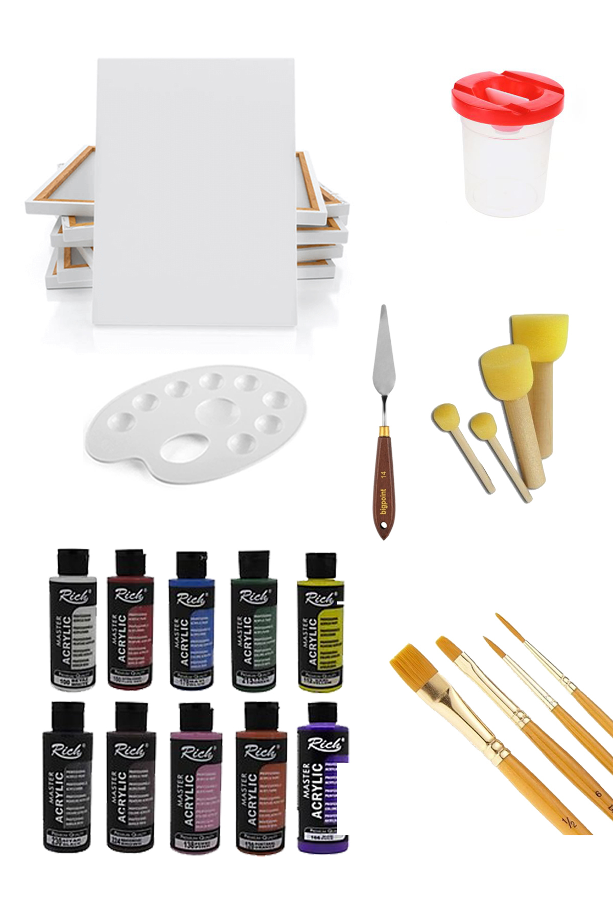 everart Rich 120 Cc Akrilik Boya - 50x70 Tuval -metal Spatulalı Şövale ...