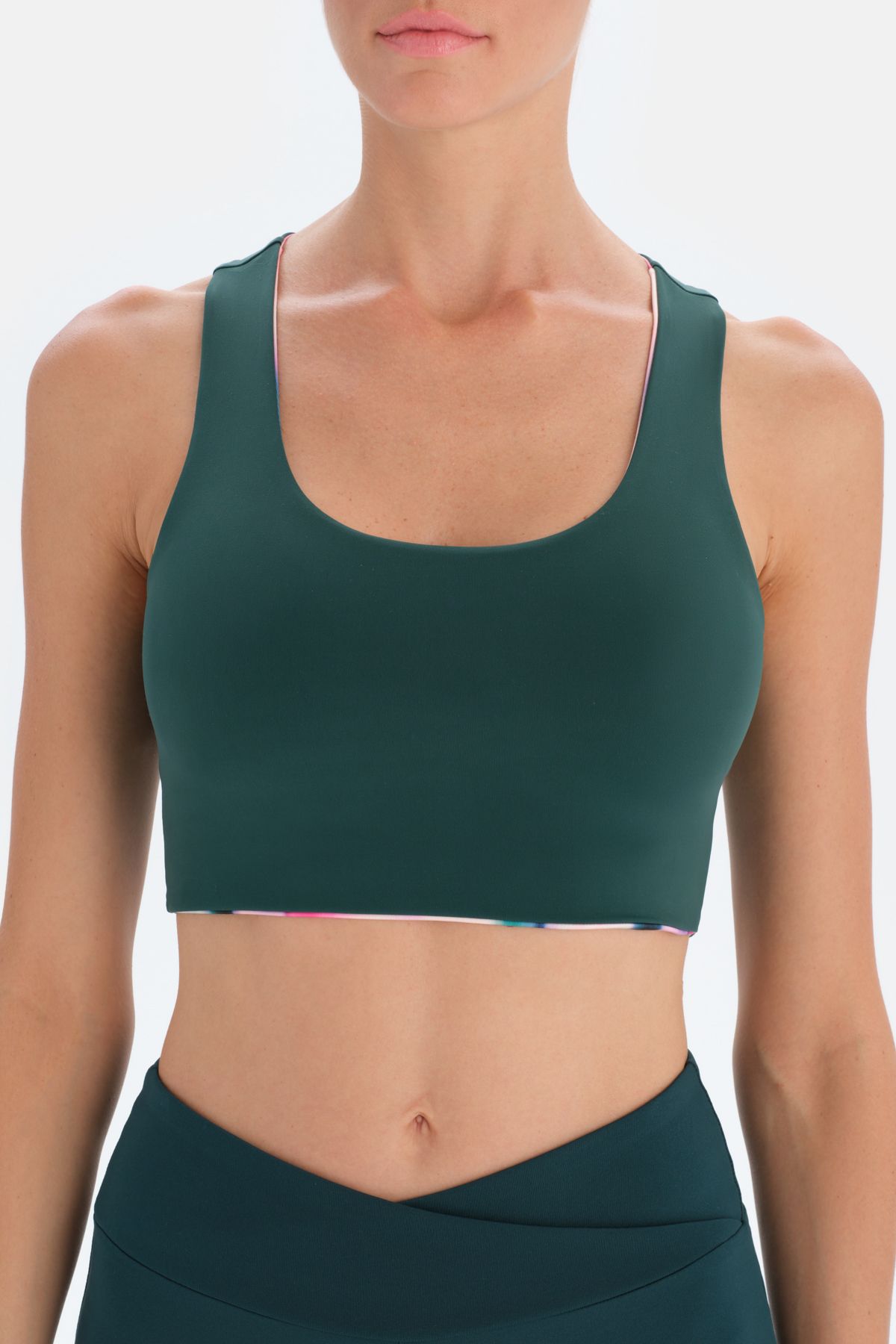 Dagi-Dunkelgrüner wendbarer Sport-BH für Damen 5