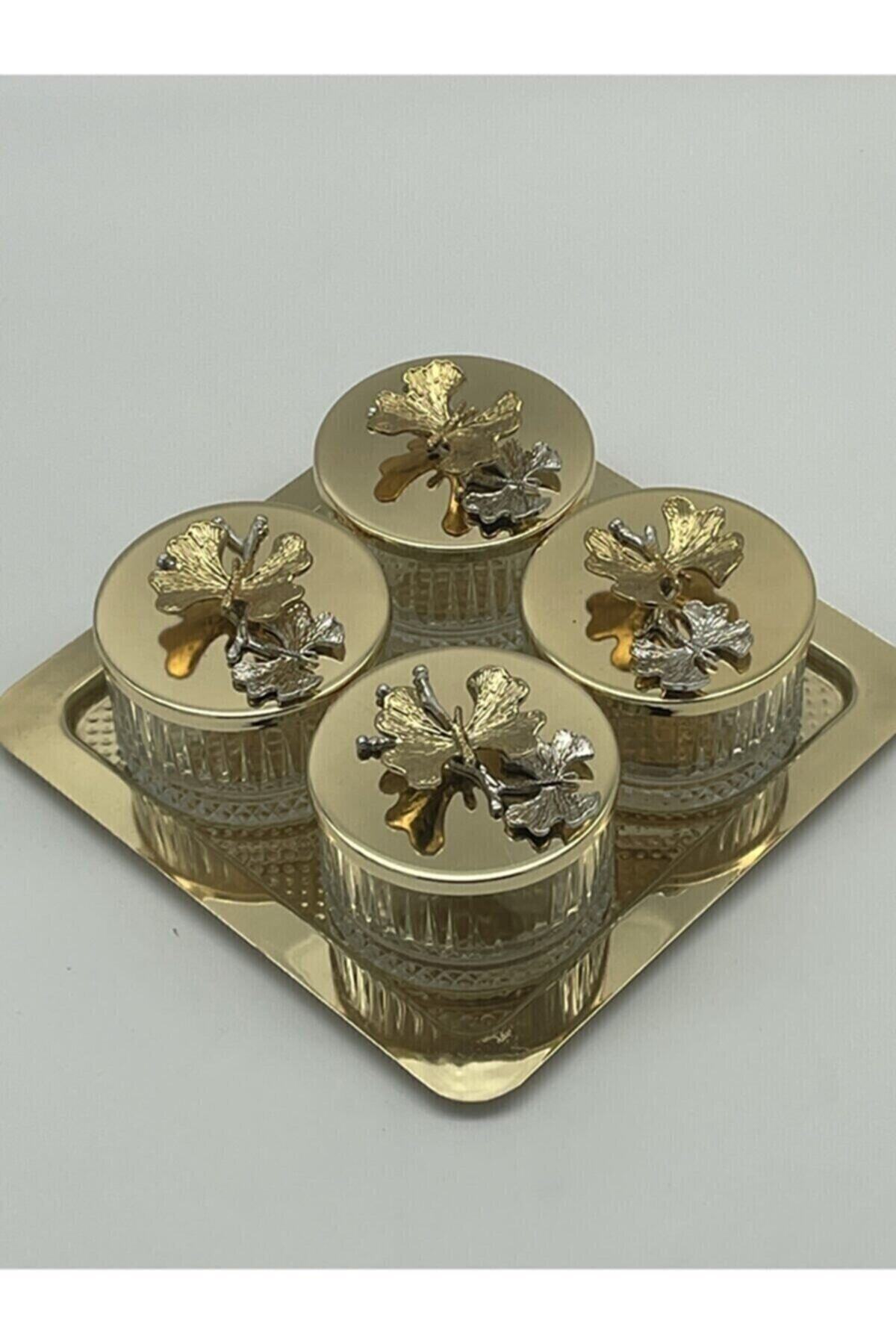 Square Tray Paşabahçe Elysia Glass Series 4-Piece Jam, snack, ice cream, presentation and spice bowls