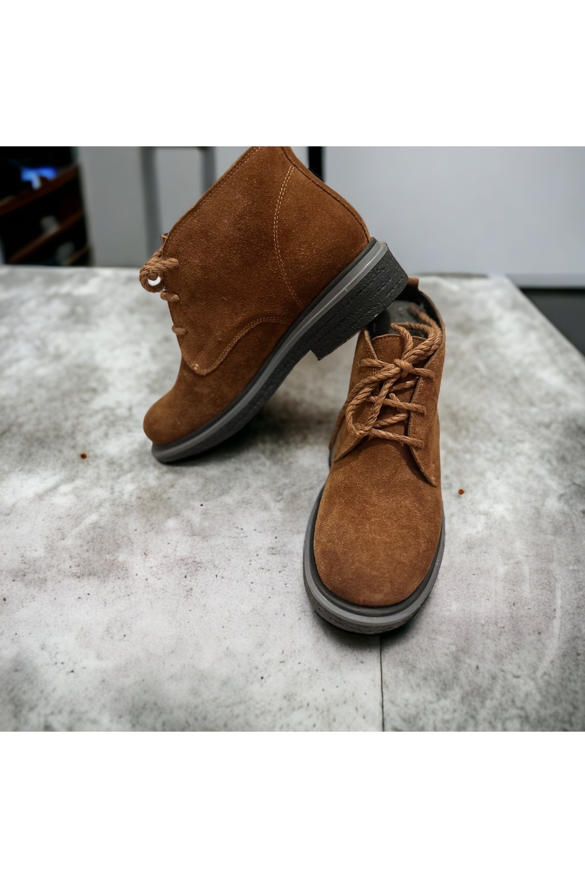 [Hakiki Deri Kahverengi Su Geçirmez Kadın Kısa Bilek Bot]