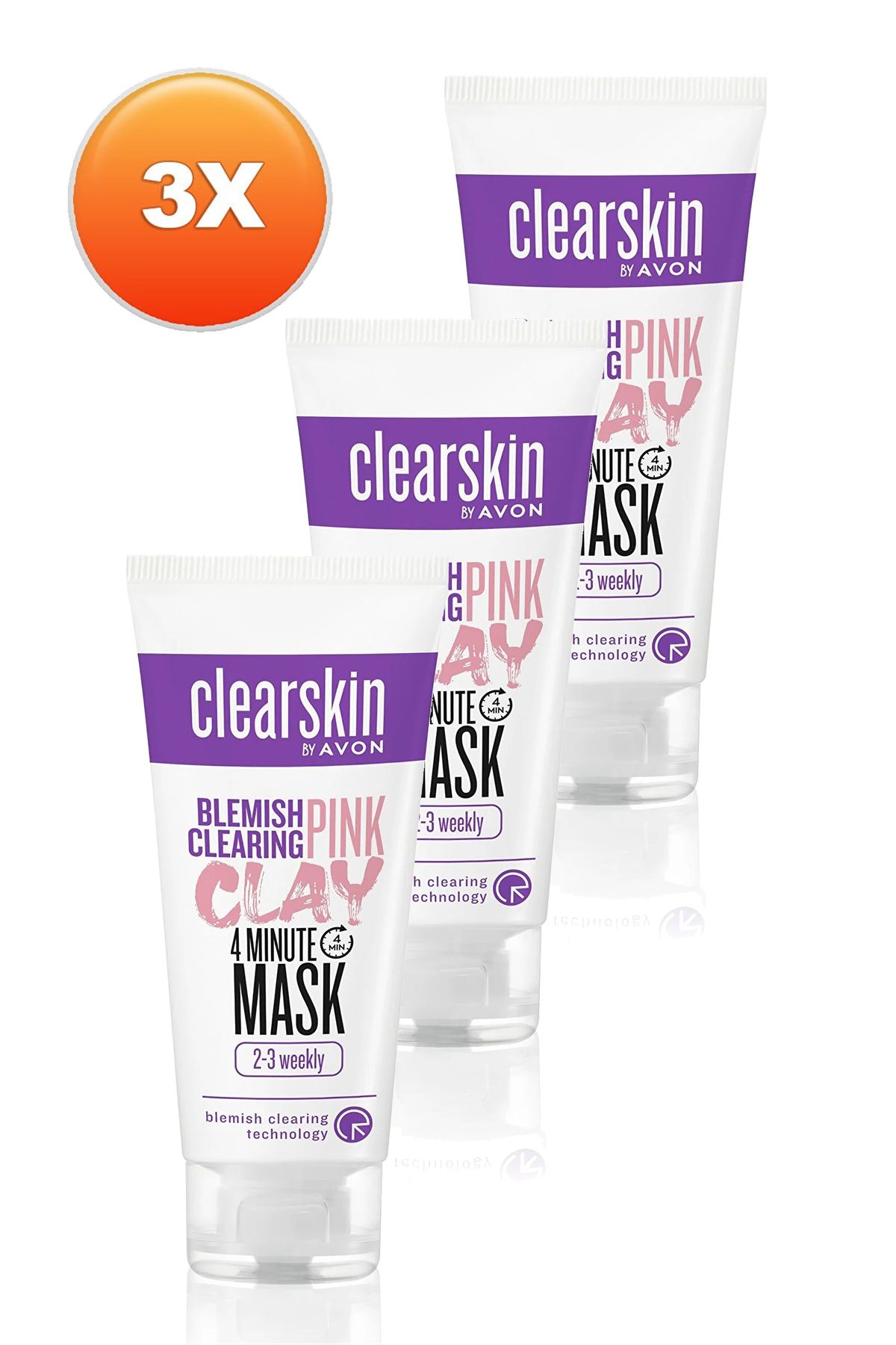 ماسک صورت 75 میلی لیتری ضد لک پاک کننده لک صورتی Clearskin. مجموعه سه تایی Avon