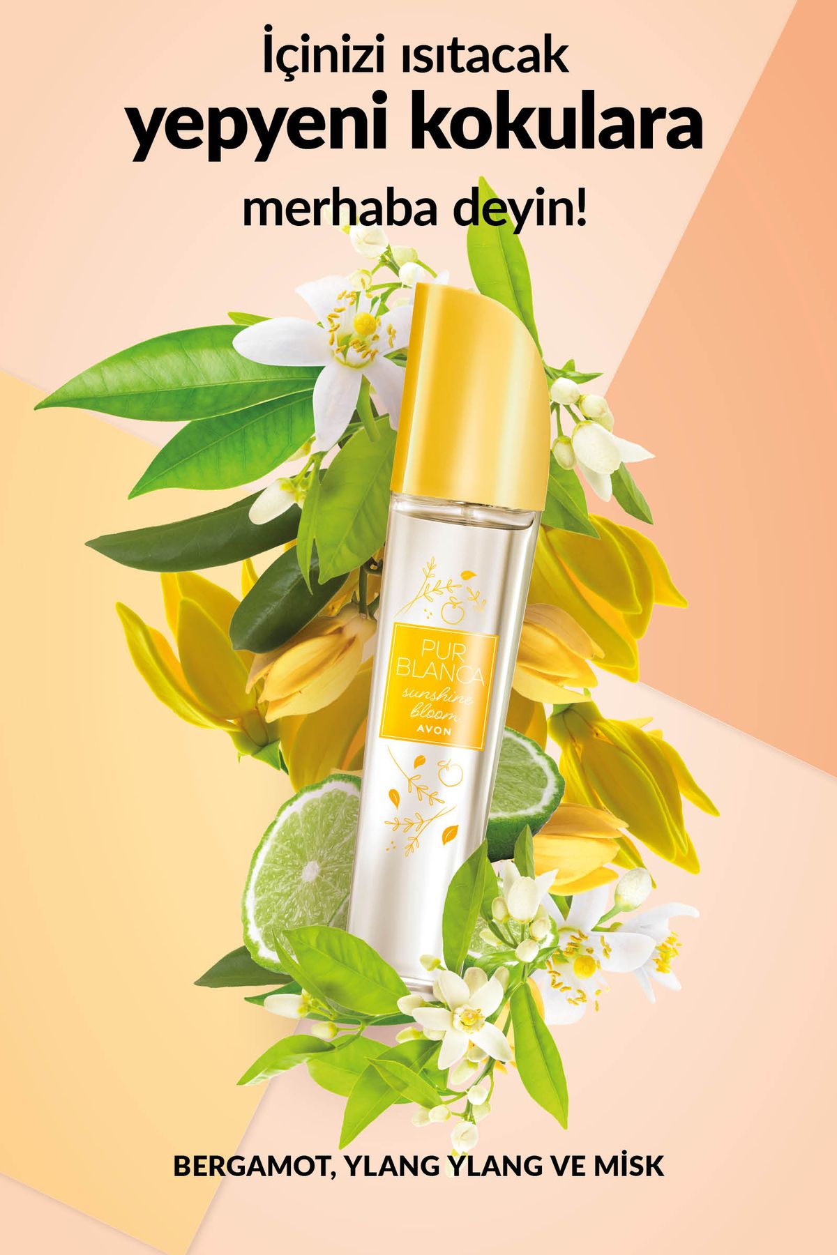 عطر زنانه PUR BLANCA SUNSHINE BLOOM پرفیوم ادوتویلت 50 میل. مجموعه سه گانه Avon