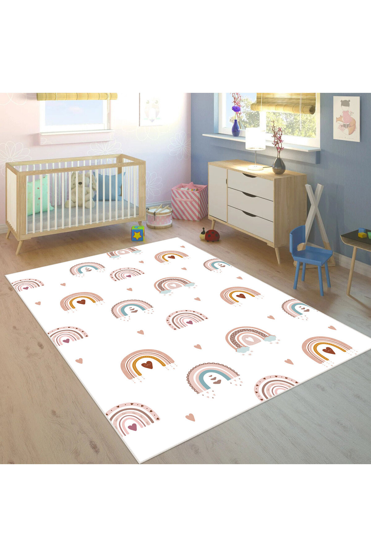 FABBHOME Dijital Baskı Kaymaz Taban Makinede Yıkanabilir Çocuk Odası Halısı Bebek Odası Halısı fotoğrafı 2 (önizleme)
