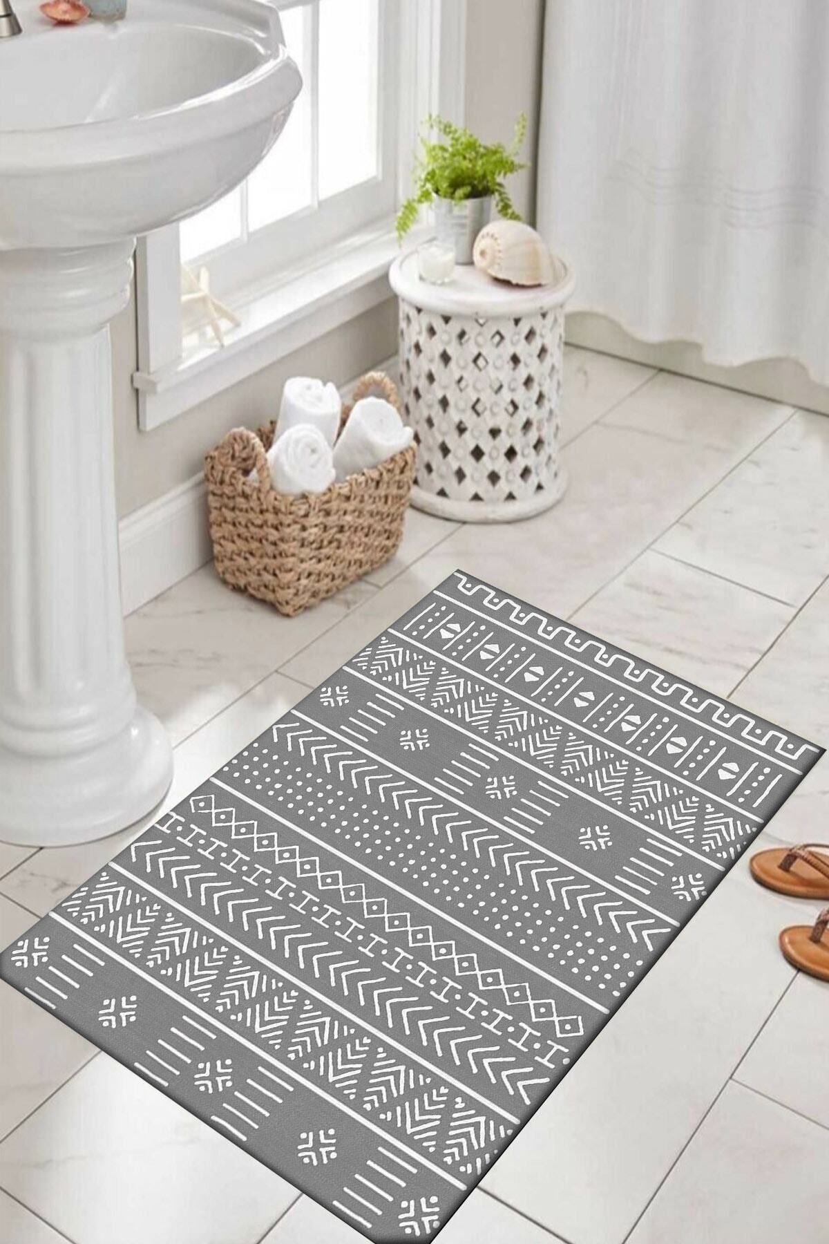 Grey patterned on sale bath mat