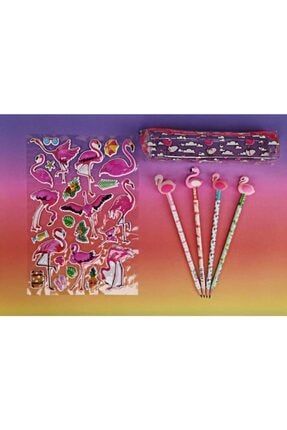 Flamingo Kurşun Kalem Kalem Başlıkları Sticker Ve Kalem Kutusu Seti pipa002