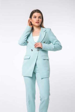 Düğme Detaylı Mint Blazer Kadın Ceket 20K3622