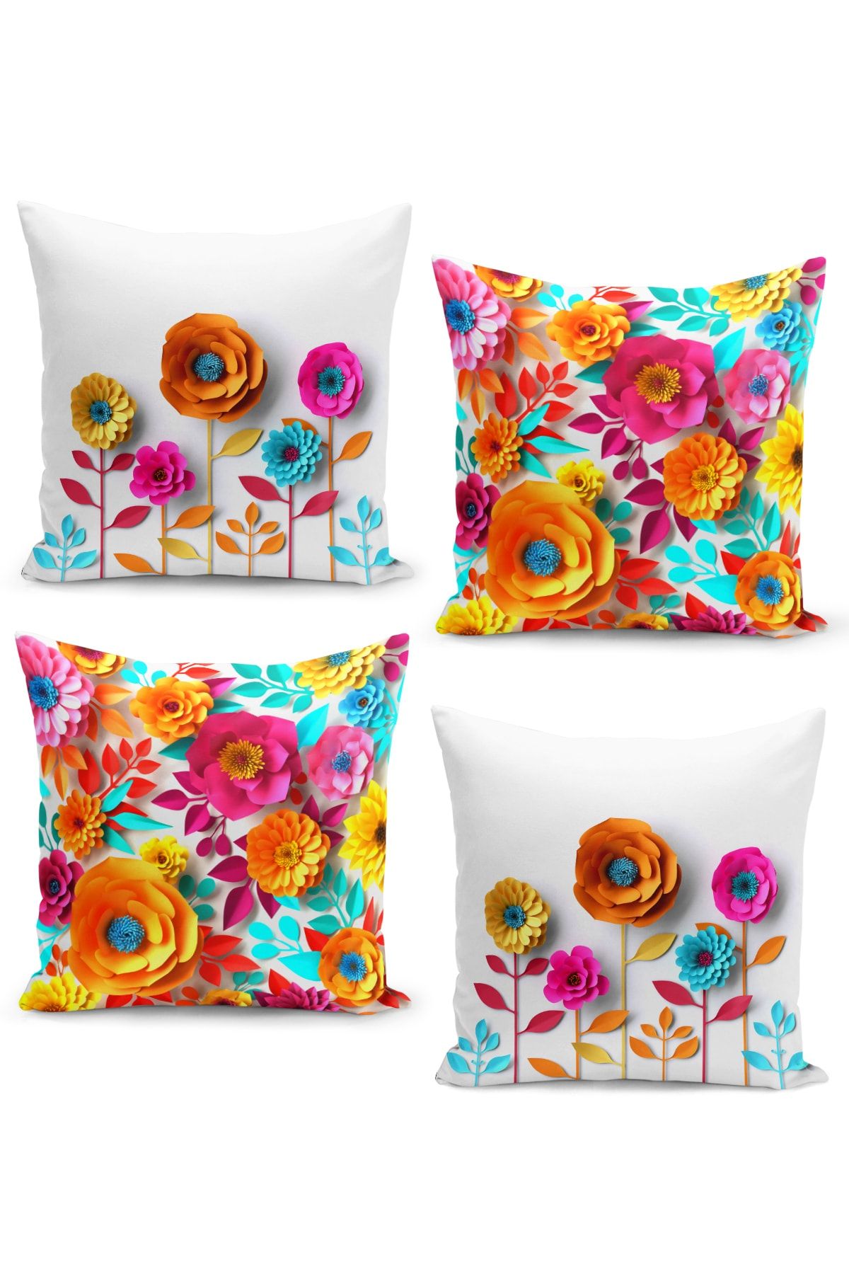 Filamente 4 Piece Throw Pillow Cover Set 3 Box Flower Garden