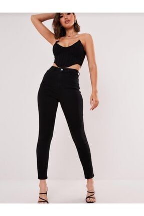 Kadın Siyah Slim Fit Jeans LKM258