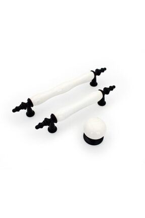 Asos (5 Adet) Siyah Beyaz Porselen Kulp Dolap Çekmece Mobilya Mutfak Kulbu TYC00154305264
