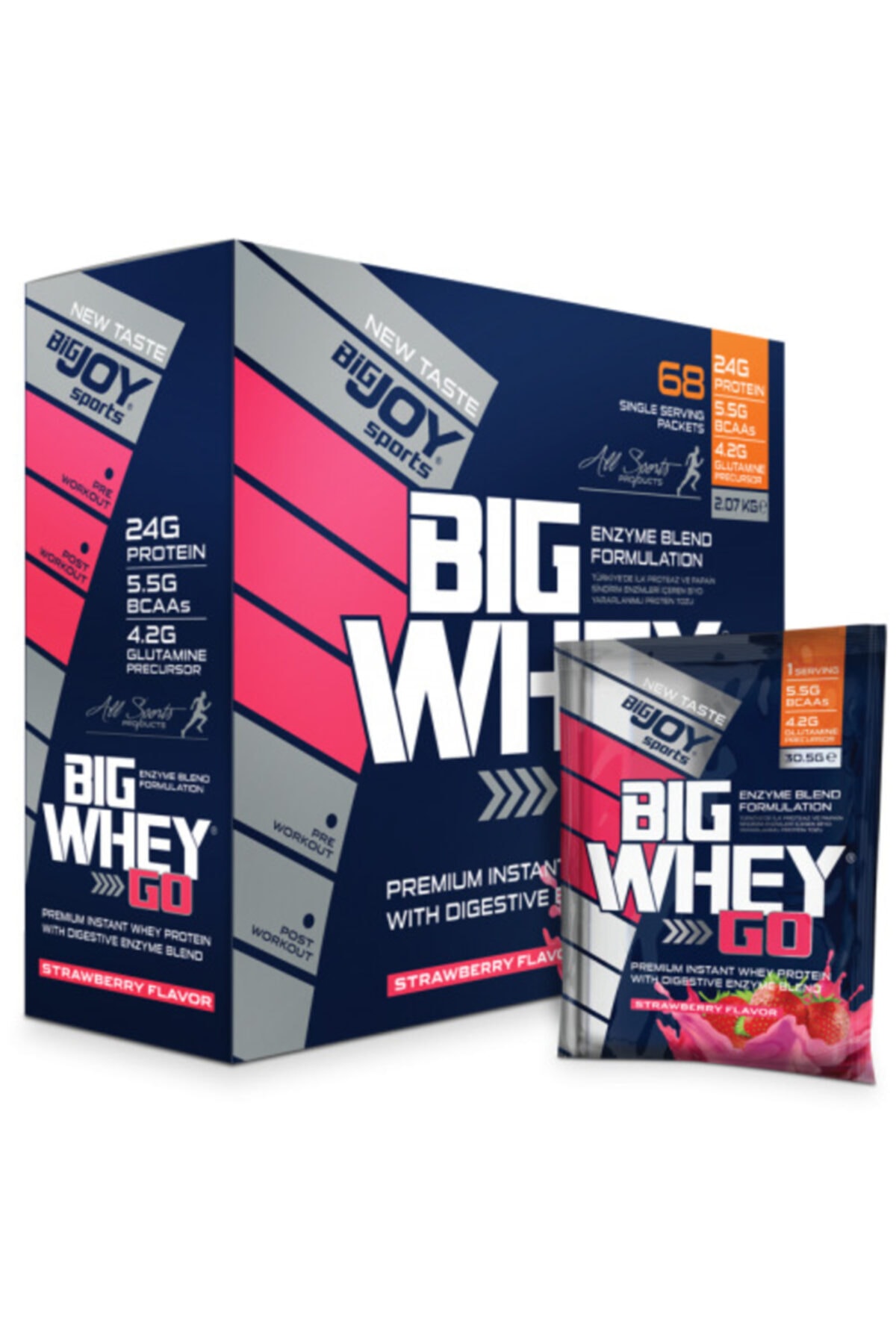 Bigjoy Sports Protein Tozu Çilek Whey Go Protein 2070 Gr 68 Saşe