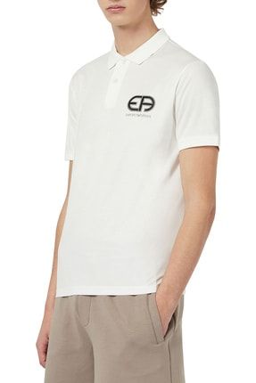 Erkek Beyaz Marka Logolu Düğmeli Polo T Shirt 3k1fb7 1juvz 0101 3K1FB7 1JUVZ 0101