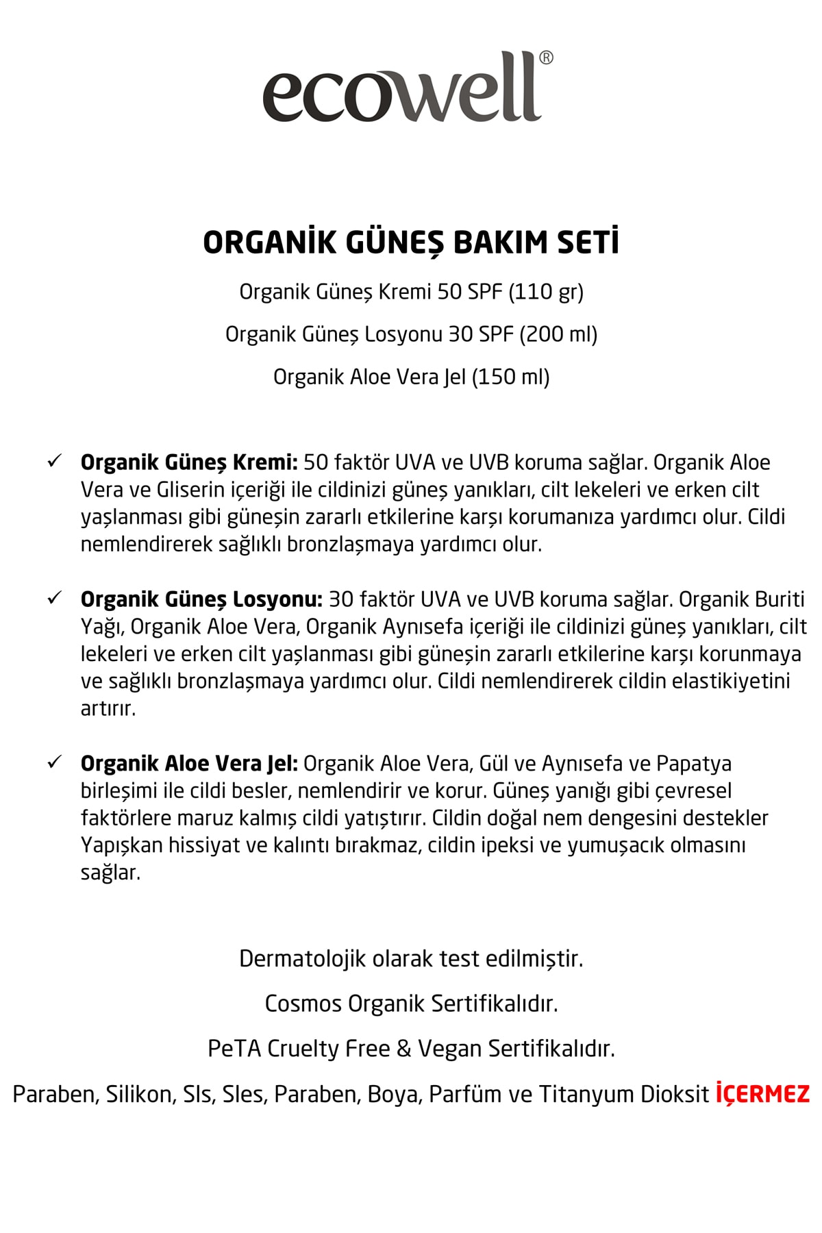 Ecowell Organik Güneş Bakım Seti 3 Ürün fotoğrafı 3 (önizleme)