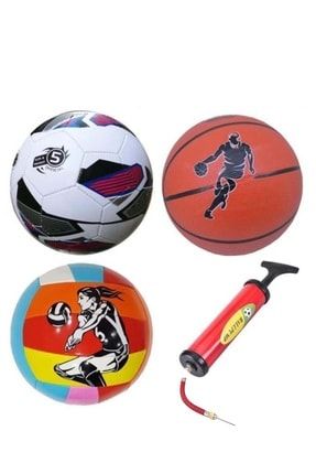 Çocuk Yetişkin Futbol Topu Voleybol Topu Basketbol Topu Seti + Pompa+top Iğnesi TYC00155585941
