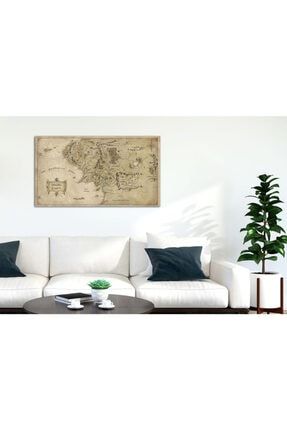 Yüzüklerin Efendisi Orta Dünya Haritası Kanvas Tablo / Middle Earth Canvas 50x88 LOTRCANV01