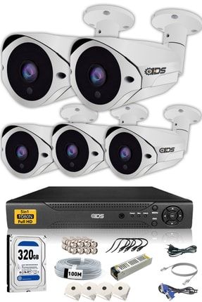 5 Kameralı 5mp Lensli 1080p Fullhd Kamera Seti Gece Görüşlü Su Geçirmez Cepten İzle DS-2096HDSET5