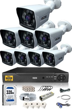 8 Kameralı 5mp Lensli 1080p Fullhd Kamera Seti - Gece Görüşlü - Su Geçirmez - Cepten Izle DS-2021HDSET8