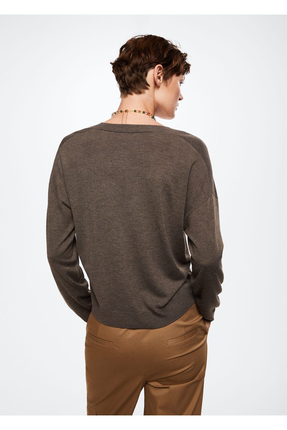 MANGO Woman-Hnědý dámský cardigan 37063834 11