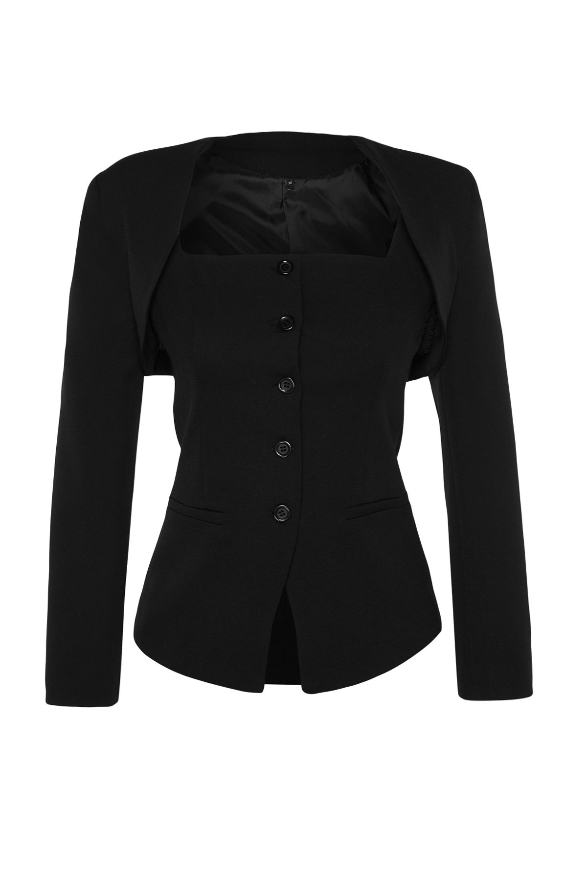 Trendyol Collection-Black Bolero Detailed Woven Blazer Jacket TWOSS24BC00019 7