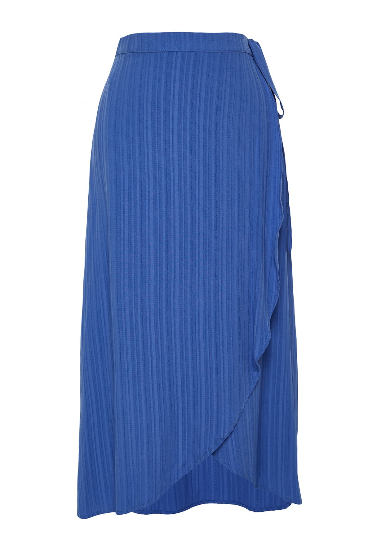 Trendyol Collection-Marineblauer zweireihiger Midi-Webrock mit Bindedetail TWOSS24ET00052 7