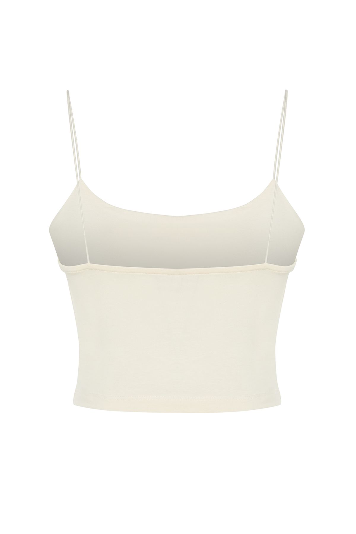 Trendyol Collection-Steinfarbenes, tailliertes/tailliertes Crop-Top aus Stretch-Strick für Sportlerinnen mit Spaghettiträgern aus Baumwolle TWOSS20AL0006 8