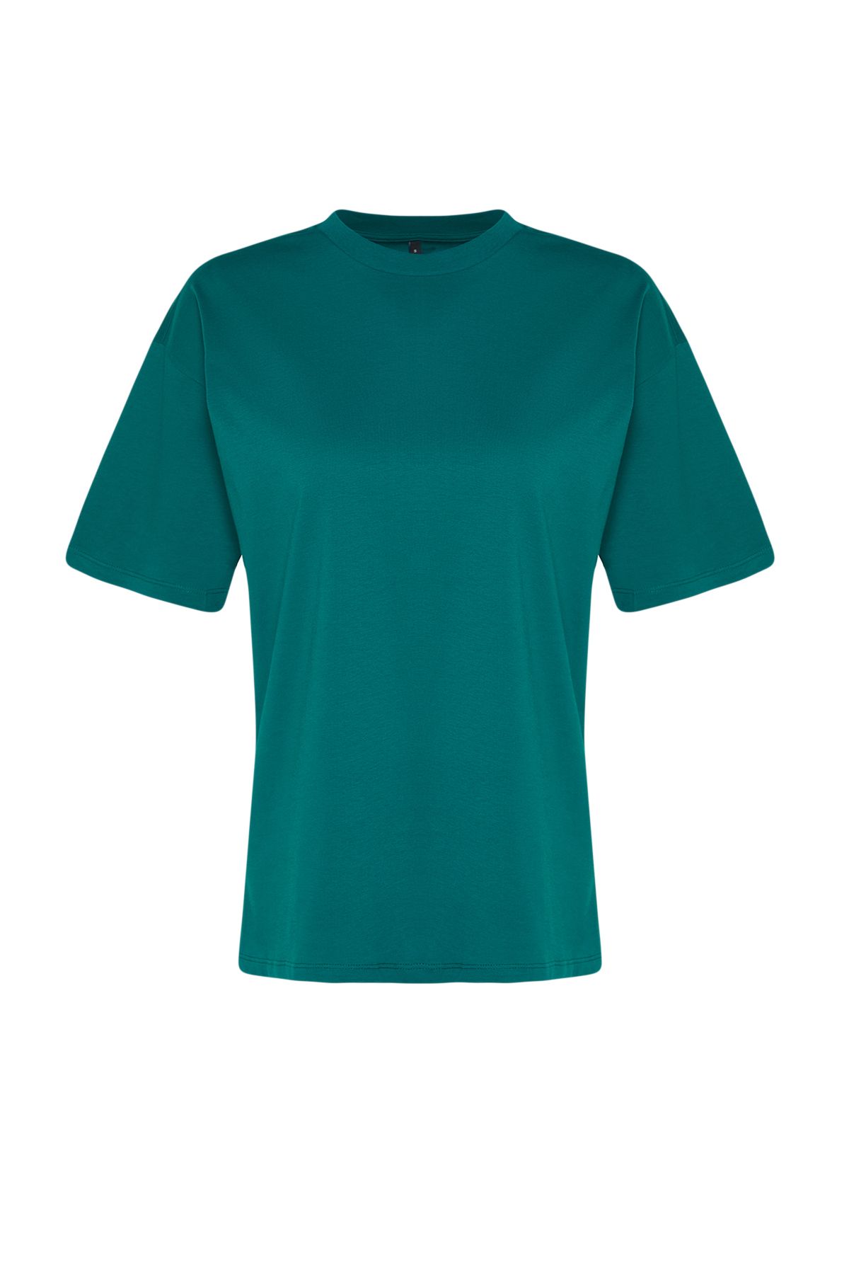 Trendyol Collection-Wide Cut Emerald Green Cotton T-Shirt - Crew Neck, TWOSS20TS0134 7