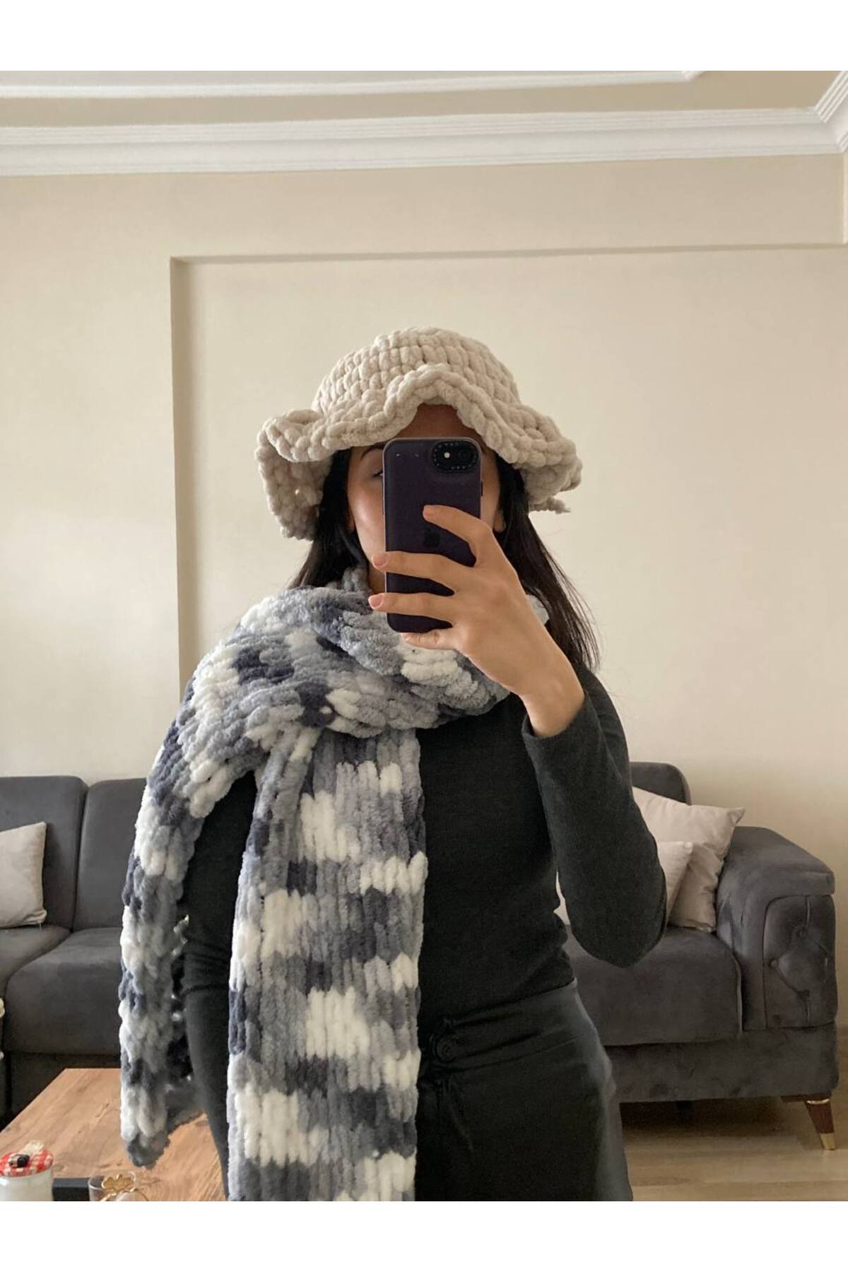 Moda Biçer El Örgüsü Atkı Puffy Moda Biçer görsel 3