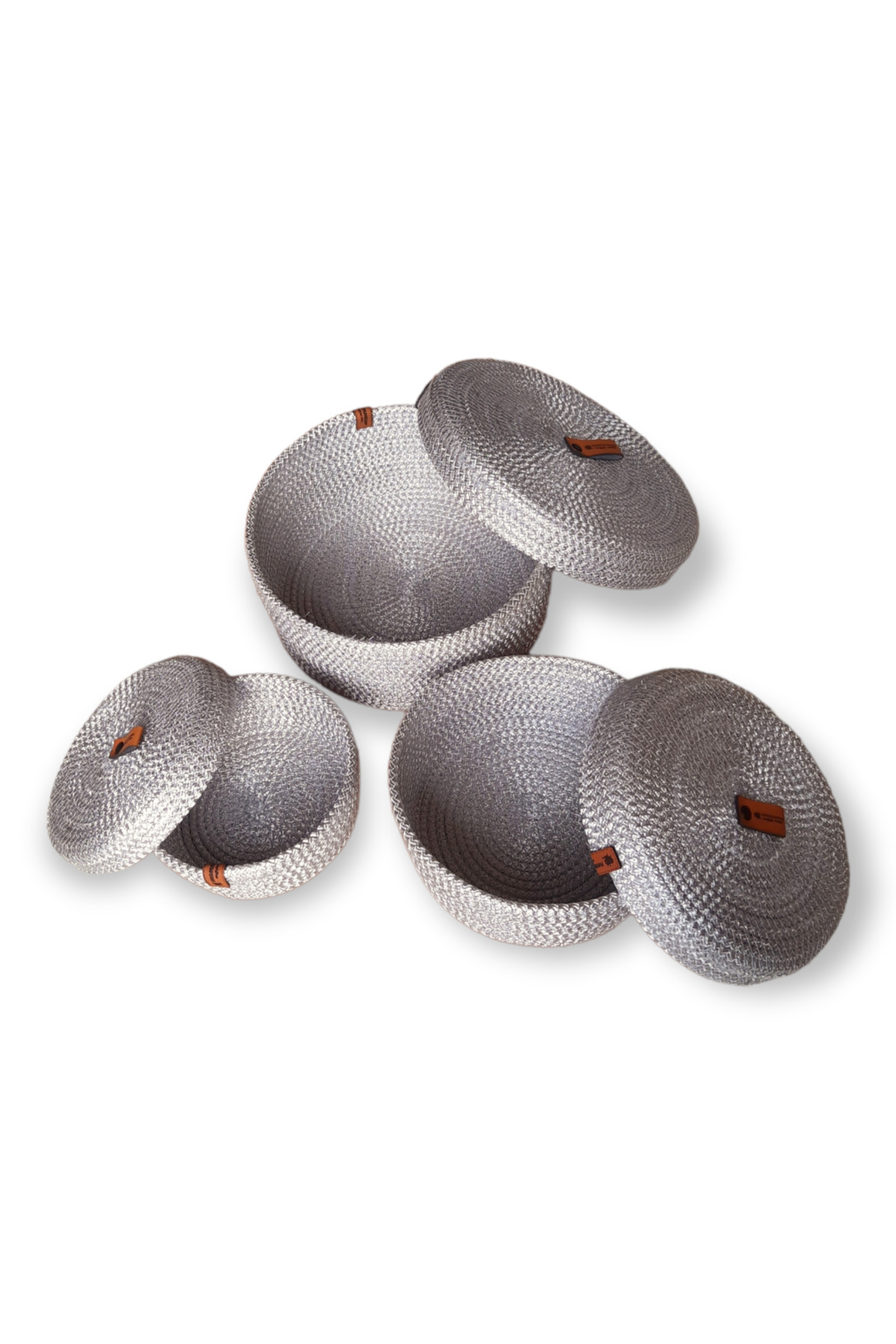 Organizer Multipurpose Basket Set with Lid 3pcs Silver