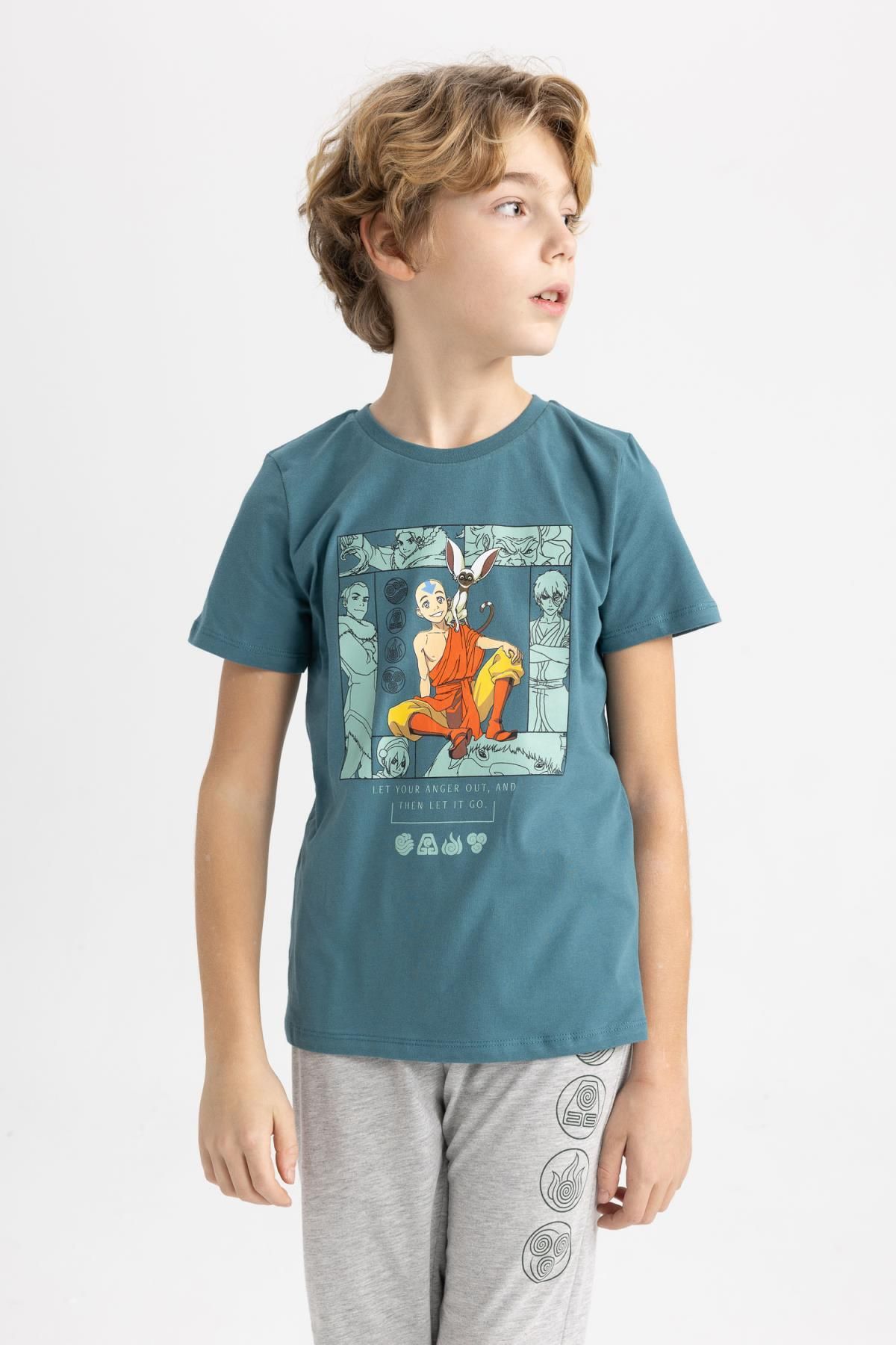 DeFacto-Avatar the Last Airbender Boys Pajamas Set - Short Sleeve, Top and Long Bottom B6215A824Sp 3