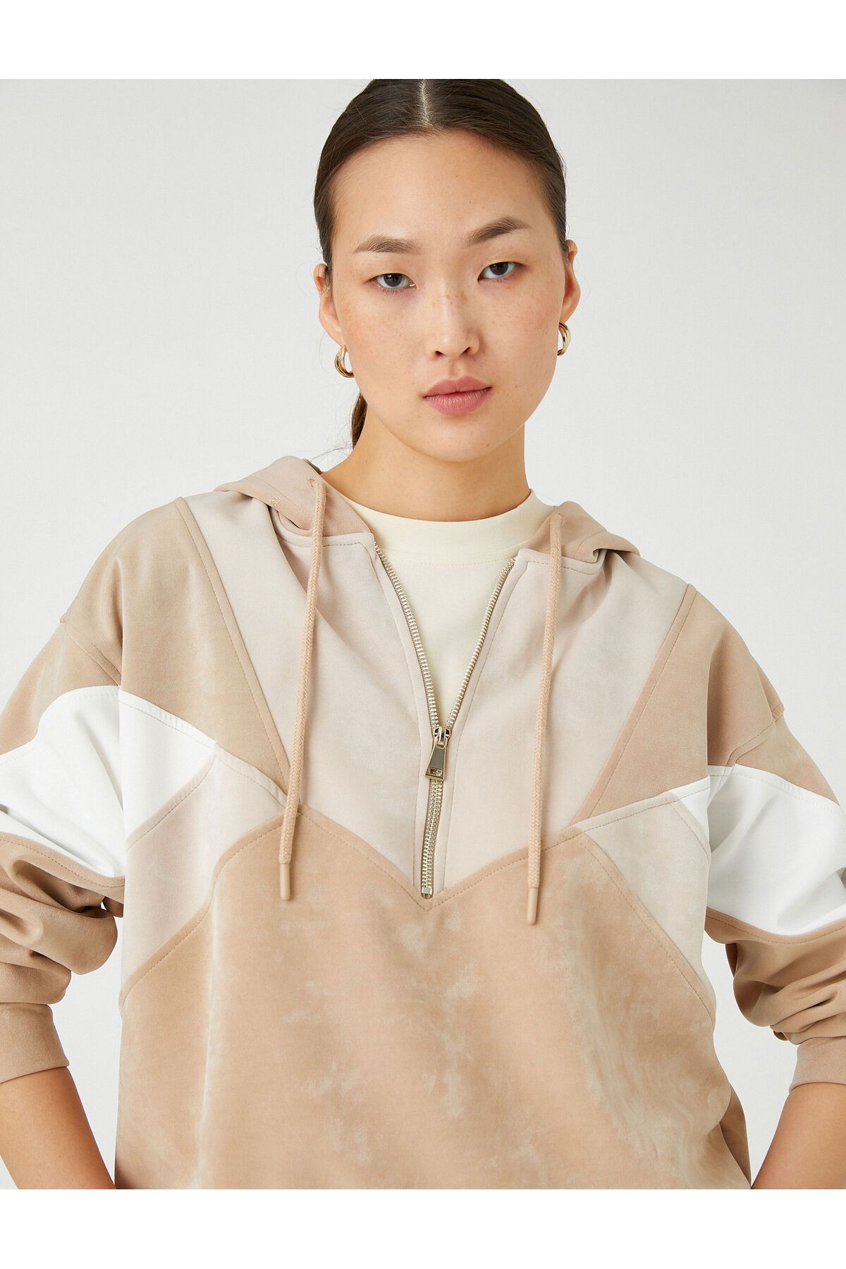 Koton Hooded Sweatshirt Relax Fit Color Blocked Trendyol
