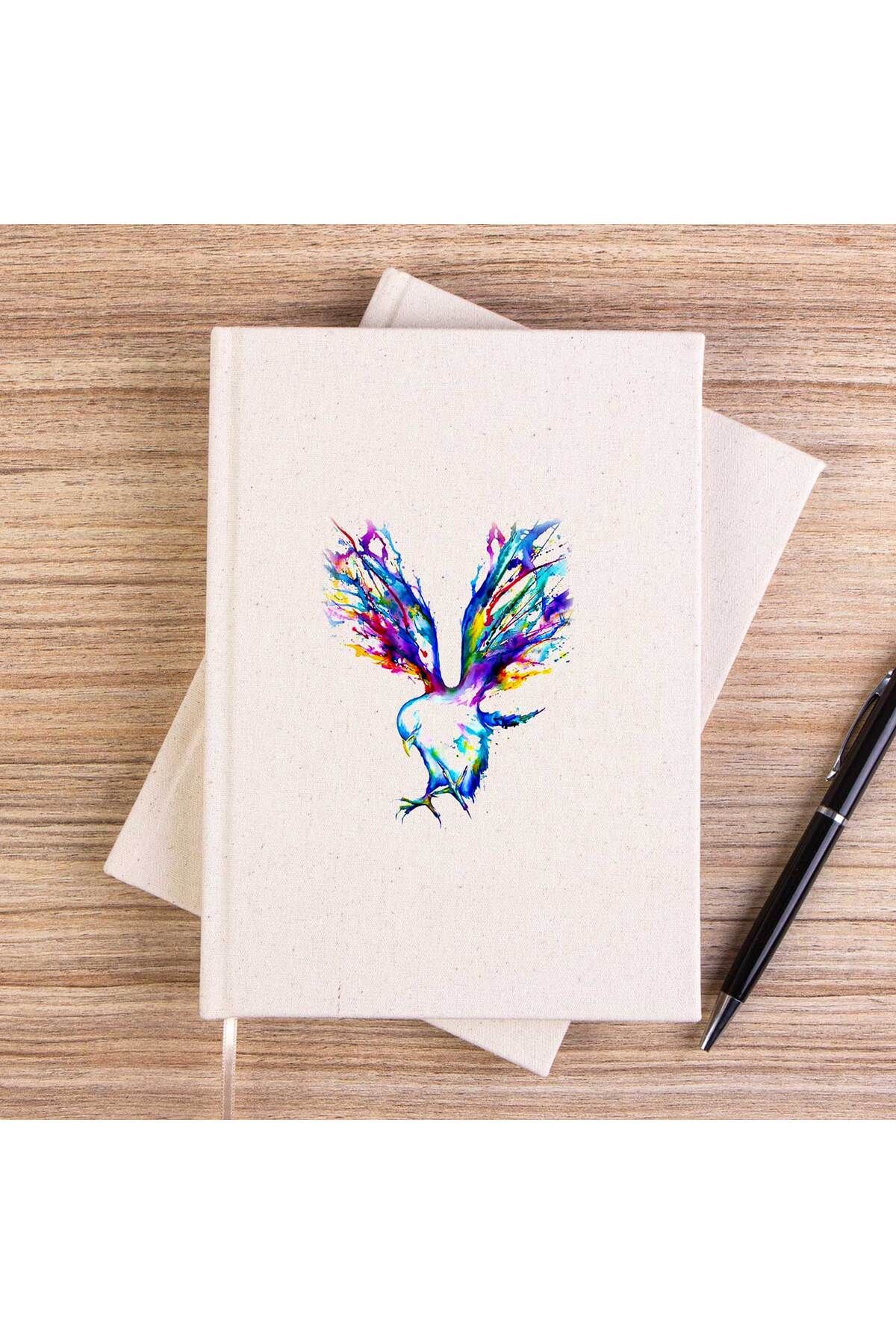 Z zepplin-Pigeon Water Color Unlined Canvas Notebook 1