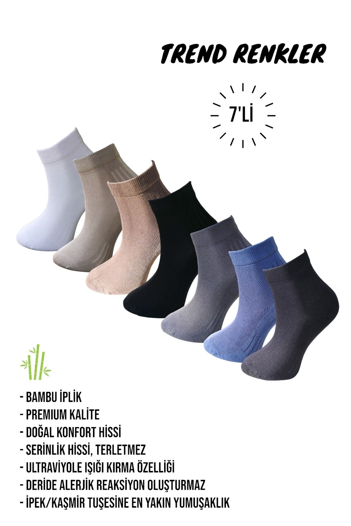 Sockswear KUTUDA 7\u0026#39;L\u0130 BAMBU ERKEK \u0130PEK\/KA\u015eM\u0130R TU\u015eE TREND RENKLER B\u0130LEK ...