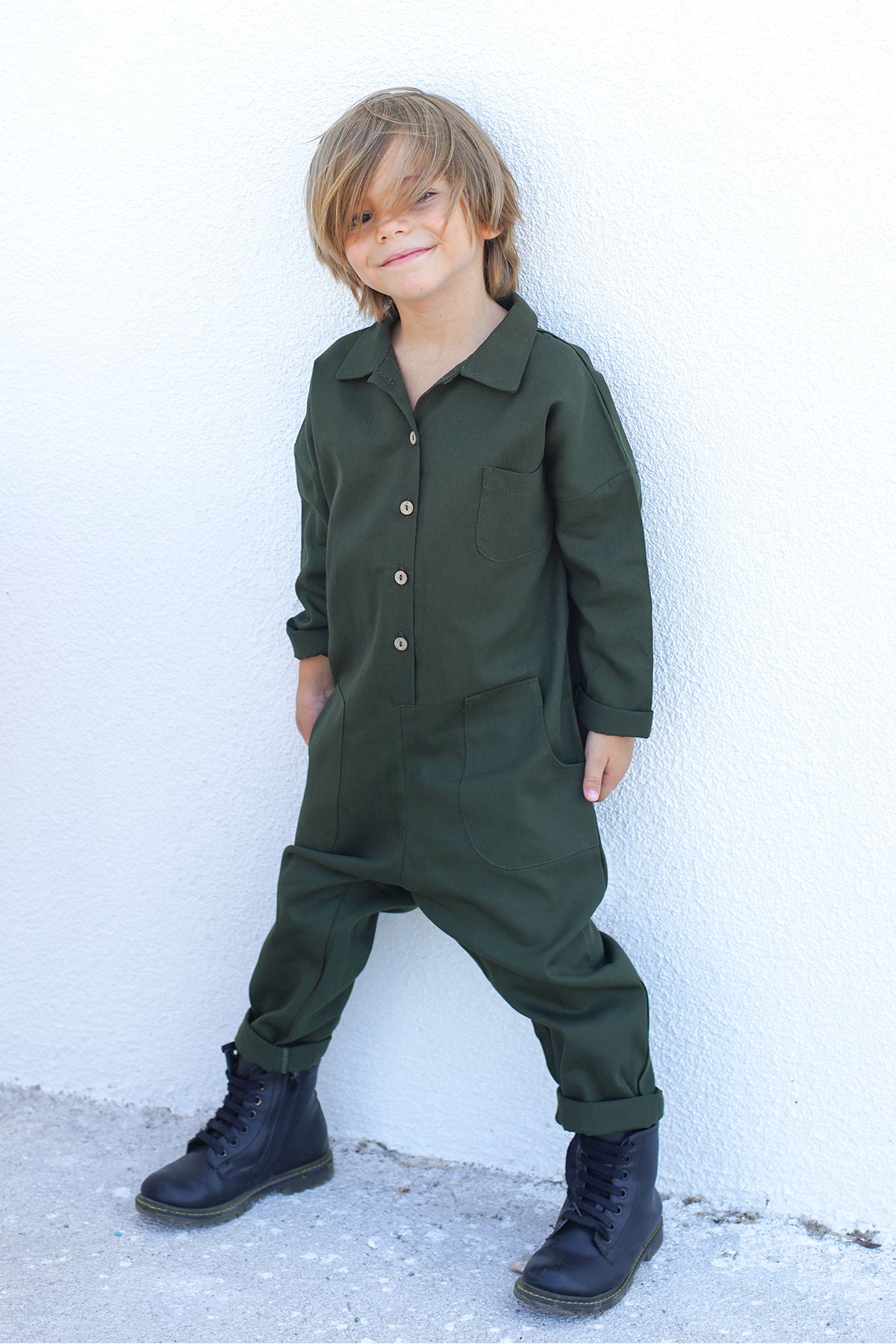 Boys khaki jumpsuit discount