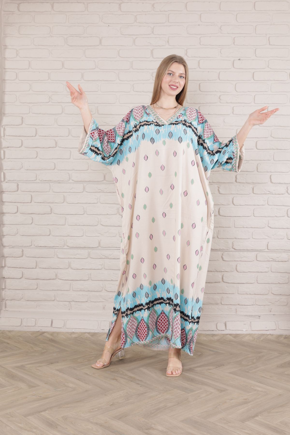 mervemoda-Rochie țesută cu tăietură Battal pentru damă 5