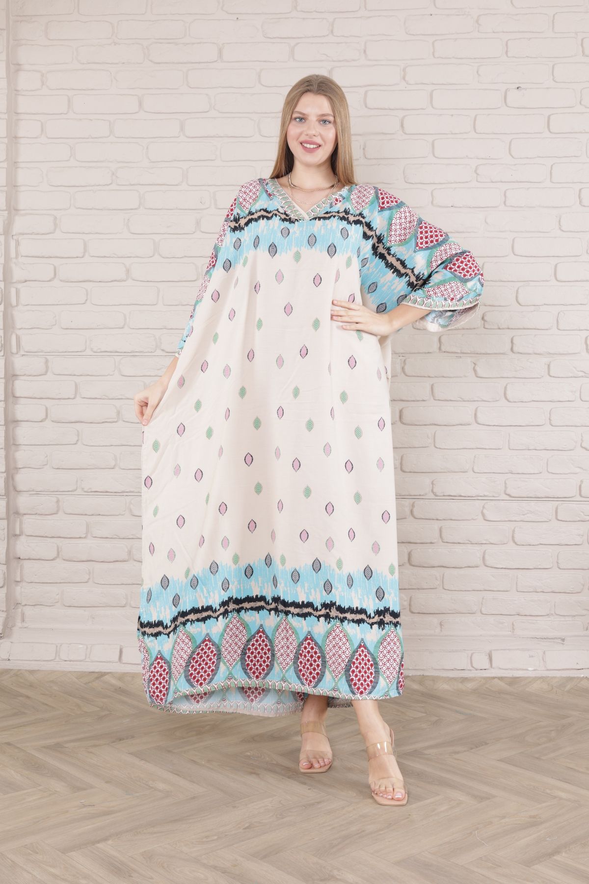 mervemoda-Rochie țesută cu tăietură Battal pentru damă 2